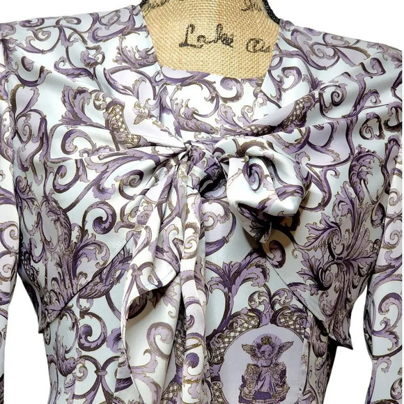 MARRY ME Vintage Women's Regal Shawl Satin Pencil Dress Size Medium Purple - Picture 14 of 15